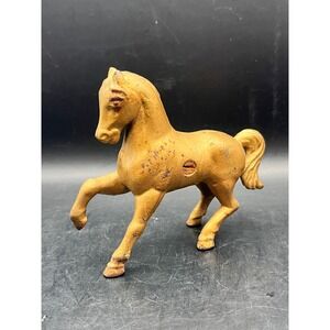 Antique Cast Iron Horse Prancing Coin Bank Figurine Statue Gold Collectible 4.5"